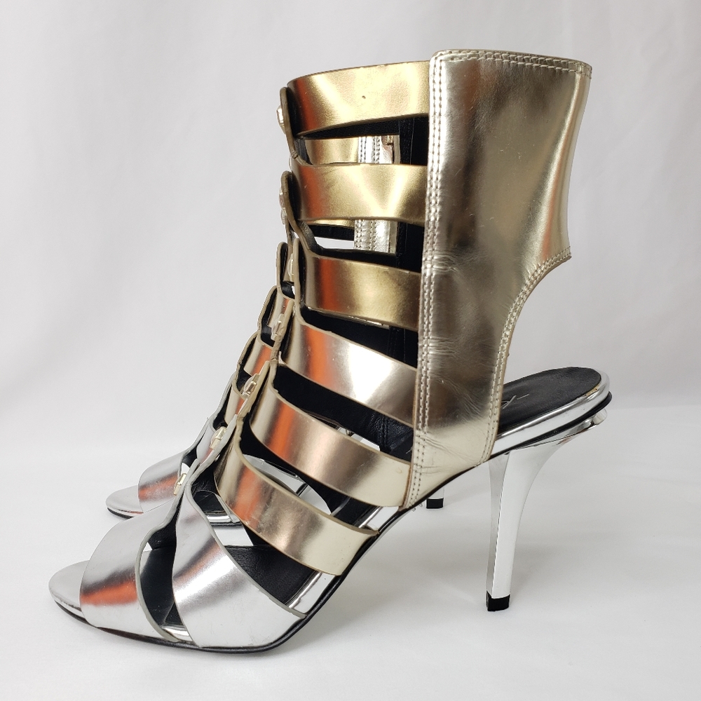 Kenneth Cole Silver & Gold Gladiator Heels